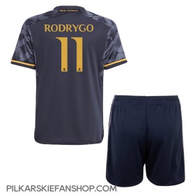 Koszulka piłkarska Real Madrid Rodrygo Goes #11 Strój wyjazdowy dla dzieci 2023-24 tanio Krótki Rękaw (+ Krótkie spodenki)